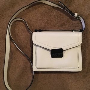 White and black crossbody purse